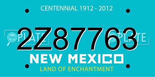 2Z87763 New Mexico License Plate
