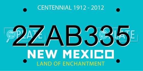 2ZAB335 New Mexico License Plate