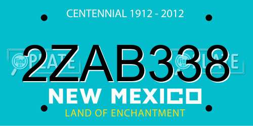 2ZAB338 New Mexico License Plate
