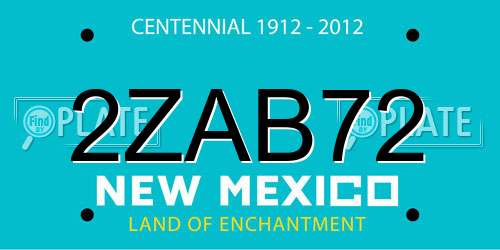 2ZAB72 New Mexico License Plate