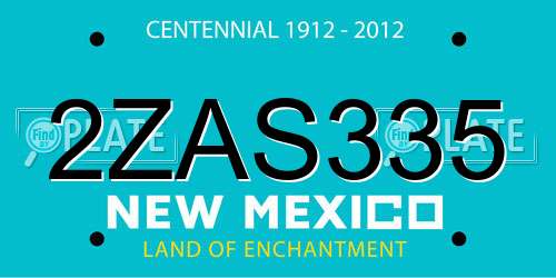 2ZAS335 New Mexico License Plate