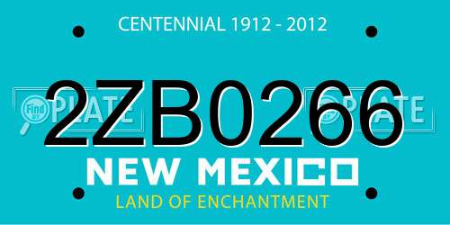 2ZB0266 New Mexico License Plate