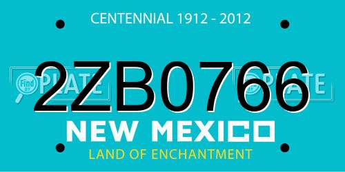 2ZB0766 New Mexico License Plate