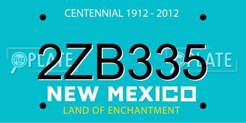 2ZB335 New Mexico License Plate