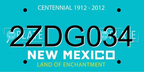 2ZDG034 New Mexico License Plate