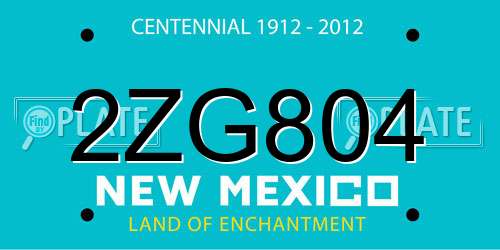 2ZG804 New Mexico License Plate