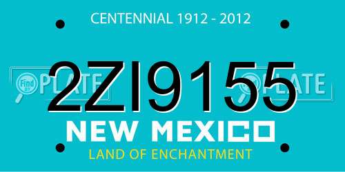 2ZI9155 New Mexico License Plate