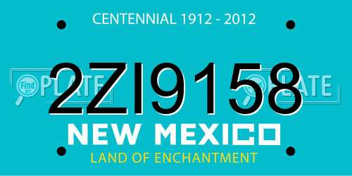 2ZI9158 New Mexico License Plate
