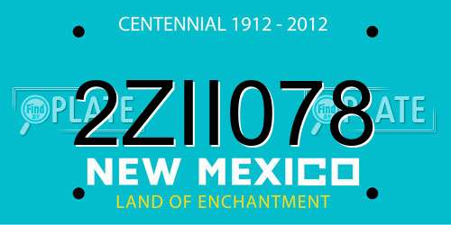 2ZII078 New Mexico License Plate