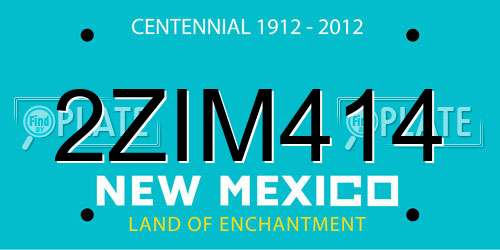 2ZIM414 New Mexico License Plate