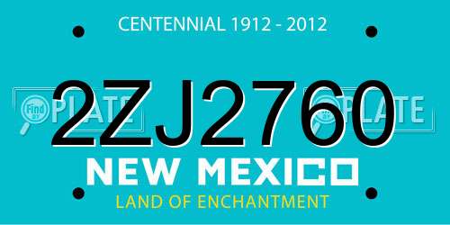 2ZJ2760 New Mexico License Plate