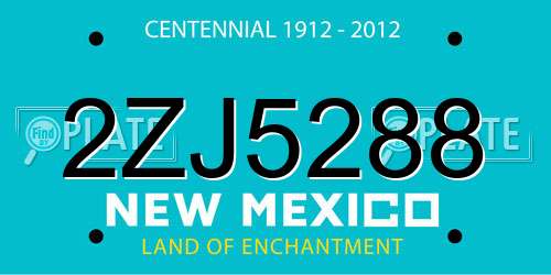 2ZJ5288 New Mexico License Plate