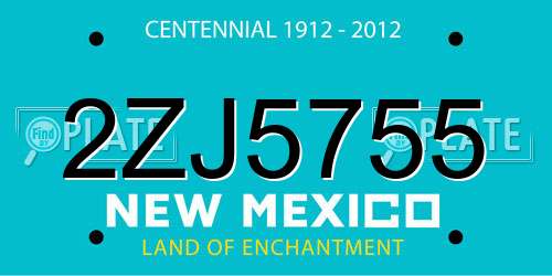 2ZJ5755 New Mexico License Plate