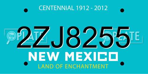 2ZJ8255 New Mexico License Plate