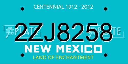2ZJ8258 New Mexico License Plate