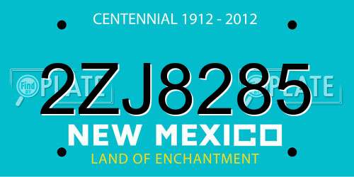2ZJ8285 New Mexico License Plate