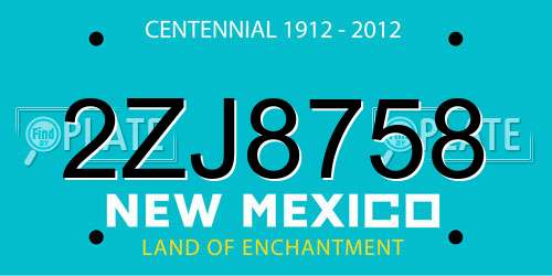 2ZJ8758 New Mexico License Plate