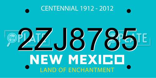 2ZJ8785 New Mexico License Plate