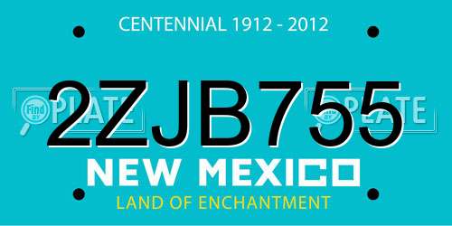 2ZJB755 New Mexico License Plate