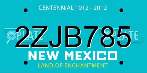 2ZJB785 New Mexico License Plate