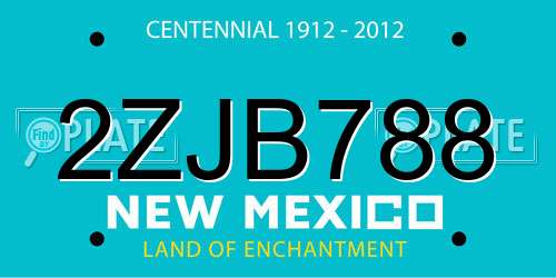 2ZJB788 New Mexico License Plate