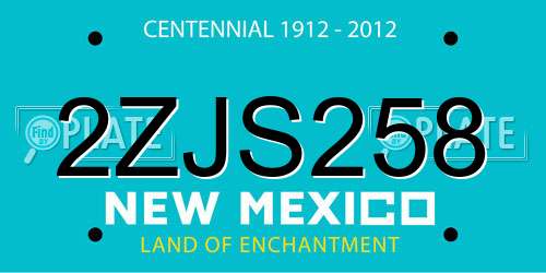 2ZJS258 New Mexico License Plate