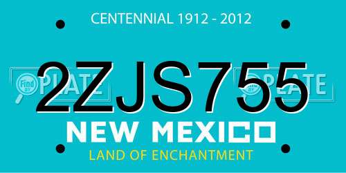2ZJS755 New Mexico License Plate