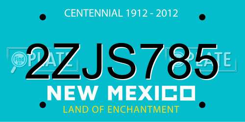 2ZJS785 New Mexico License Plate