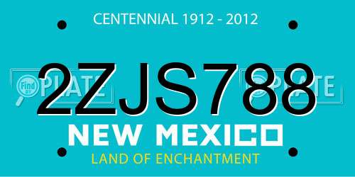 2ZJS788 New Mexico License Plate