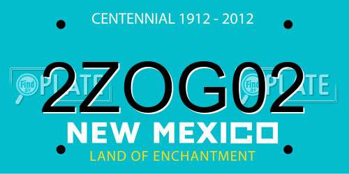 2ZOG02 New Mexico License Plate