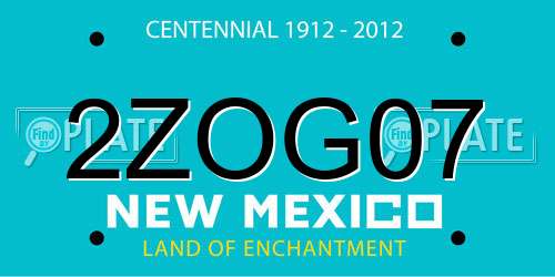 2ZOG07 New Mexico License Plate