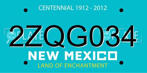 2ZQG034 New Mexico License Plate