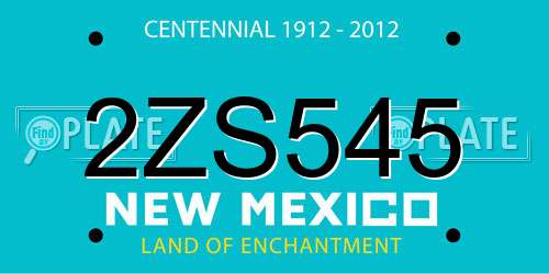 2ZS545 New Mexico License Plate