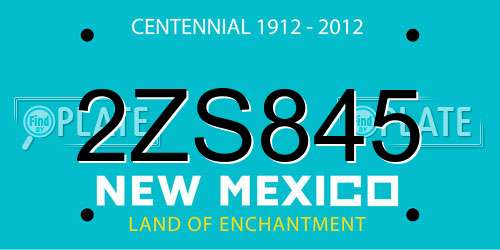 2ZS845 New Mexico License Plate