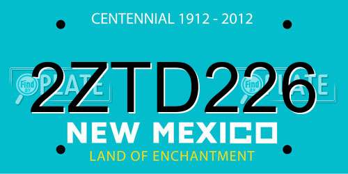2ZTD226 New Mexico License Plate