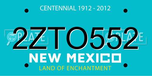2ZTO552 New Mexico License Plate