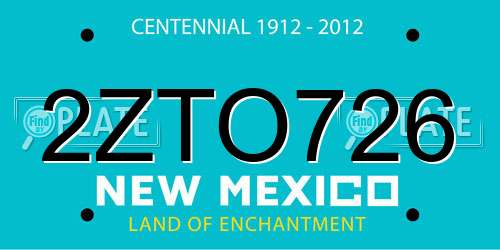 2ZTO726 New Mexico License Plate