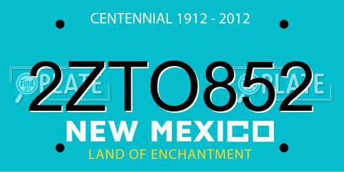 2ZTO852 New Mexico License Plate