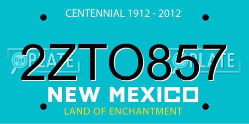 2ZTO857 New Mexico License Plate