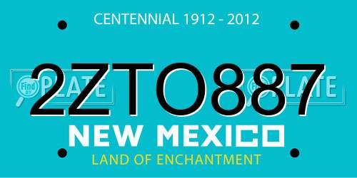2ZTO887 New Mexico License Plate
