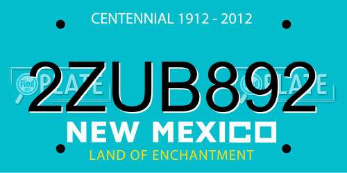 2ZUB892 New Mexico License Plate