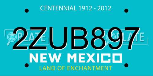 2ZUB897 New Mexico License Plate