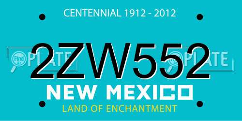 2ZW552 New Mexico License Plate