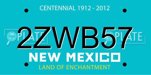 2ZWB57 New Mexico License Plate