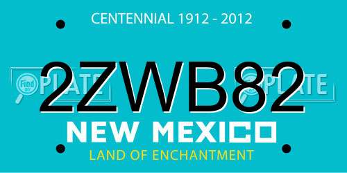 2ZWB82 New Mexico License Plate