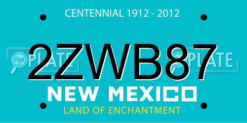 2ZWB87 New Mexico License Plate