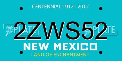 2ZWS52 New Mexico License Plate