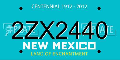 2ZX2440 New Mexico License Plate