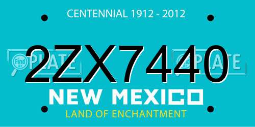 2ZX7440 New Mexico License Plate