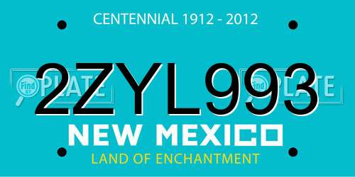 2ZYL993 New Mexico License Plate